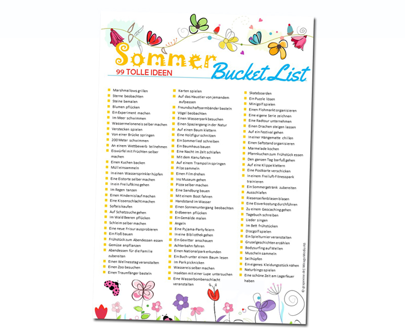 sommer bucket list